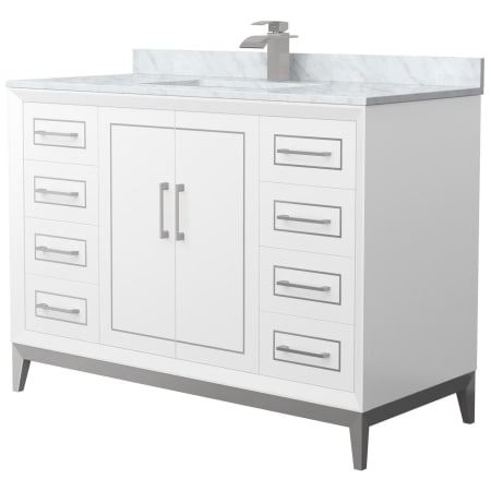 A large image of the Wyndham Collection WCH515148S-NAT-UNSMXX White / Brushed Nickel Hardware