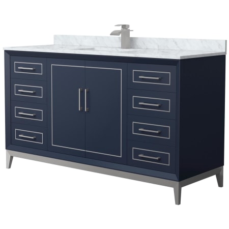 A large image of the Wyndham Collection WCH515160S-NAT-UNSMXX Dark Blue / Brushed Nickel Hardware
