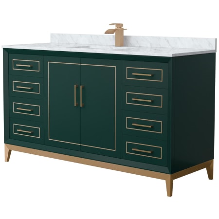 A large image of the Wyndham Collection WCH515160S-NAT-UNSMXX Green / Satin Bronze Hardware