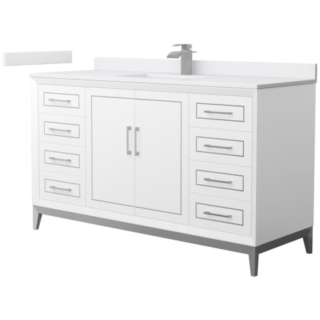 A large image of the Wyndham Collection WCH515160S-VCA-UNSMXX White / White Cultured Marble Top / Brushed Nickel Hardware
