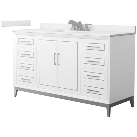 A large image of the Wyndham Collection WCH515160S-QTZ-US3MXX White / White Quartz Top / Brushed Nickel Hardware