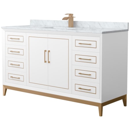 A large image of the Wyndham Collection WCH515160S-NAT-UNSMXX White / Satin Bronze Hardware