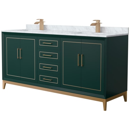 A large image of the Wyndham Collection WCH515172D-NAT-UNSMXX Green / Satin Bronze Hardware