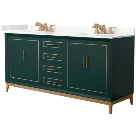 A large image of the Wyndham Collection WCH515172D-QTZ-US3MXX Green / Giotto Quartz Top / Satin Bronze Hardware