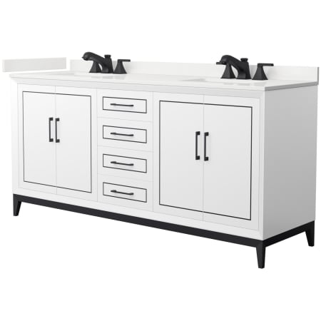 A large image of the Wyndham Collection WCH515172D-QTZ-US3MXX White / White Quartz Top / Matte Black Hardware