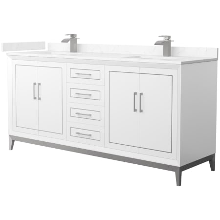 A large image of the Wyndham Collection WCH515172D-VCA-UNSMXX White / Carrara Cultured Marble Top / Brushed Nickel Hardware