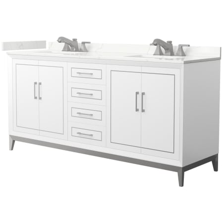A large image of the Wyndham Collection WCH515172D-QTZ-US3MXX White / Giotto Quartz Top / Brushed Nickel Hardware
