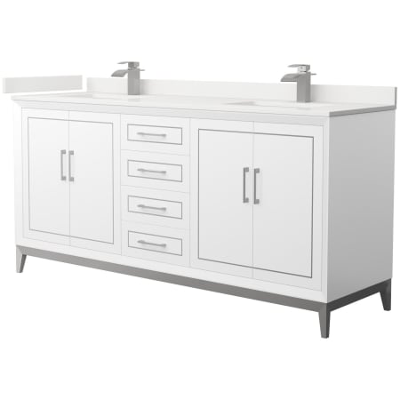 A large image of the Wyndham Collection WCH515172D-QTZ-UNSMXX White / White Quartz Top / Brushed Nickel Hardware