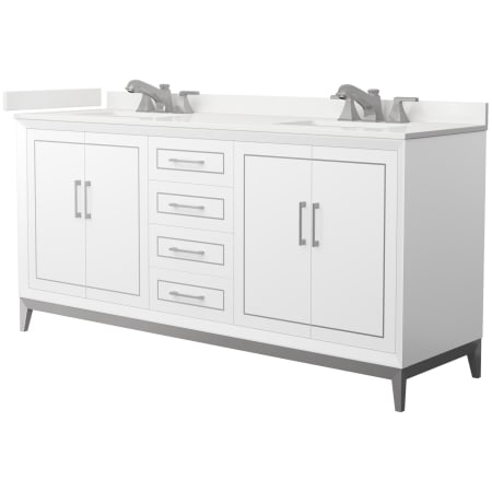 A large image of the Wyndham Collection WCH515172D-QTZ-US3MXX White / White Quartz Top / Brushed Nickel Hardware