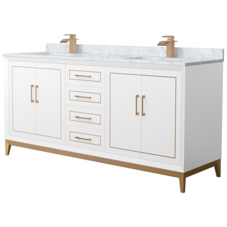 A large image of the Wyndham Collection WCH515172D-NAT-UNSMXX White / Satin Bronze Hardware