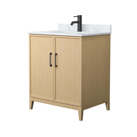 A large image of the Wyndham Collection WCH717130S-CM-UNSMXX White Oak / Matte Black Hardware