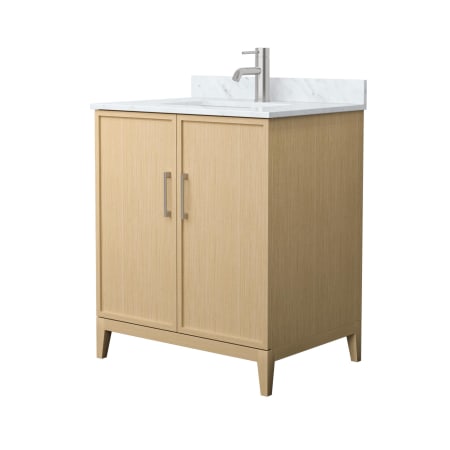 A large image of the Wyndham Collection WCH717130S-CM-UNSMXX White Oak / Brushed Nickel Hardware