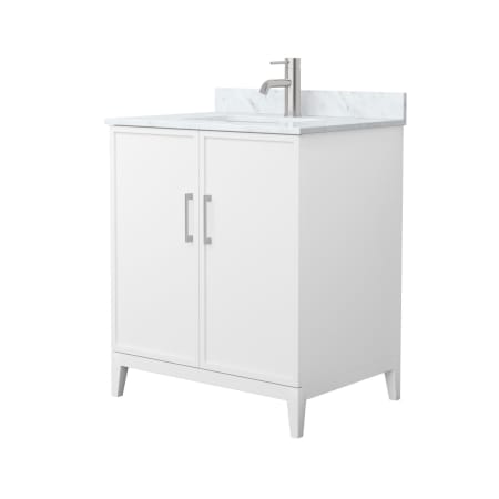 A large image of the Wyndham Collection WCH717130S-CM-UNSMXX White / Brushed Nickel Hardware