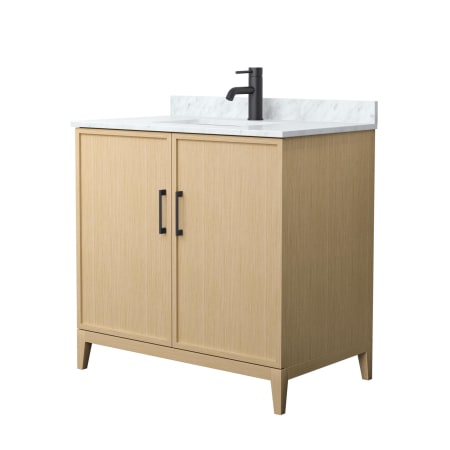 A large image of the Wyndham Collection WCH717136S-CM-UNSMXX White Oak / Matte Black Hardware