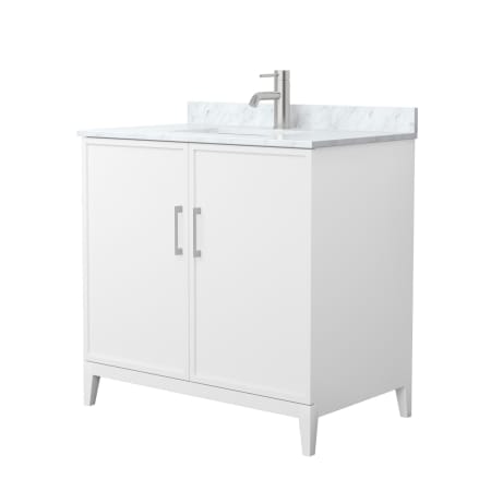 A large image of the Wyndham Collection WCH717136S-CM-UNSMXX White / Brushed Nickel Hardware