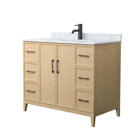 A large image of the Wyndham Collection WCH717142S-CM-UNSMXX White Oak / Matte Black Hardware