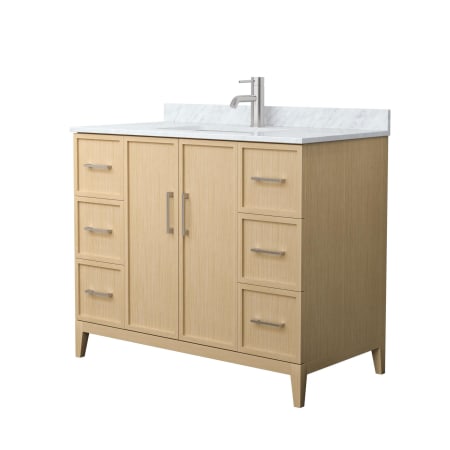 A large image of the Wyndham Collection WCH717142S-CM-UNSMXX White Oak / Brushed Nickel Hardware