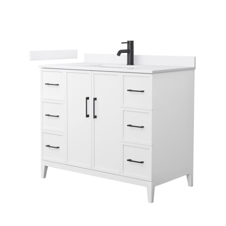 A large image of the Wyndham Collection WCH717142S-VCA-UNSMXX White / White Cultured Marble Top / Matte Black Hardware