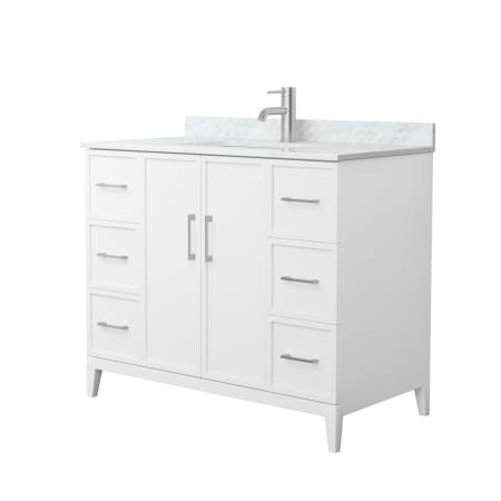 A large image of the Wyndham Collection WCH717142S-CM-UNSMXX White / Brushed Nickel Hardware