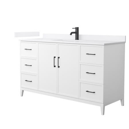 A large image of the Wyndham Collection WCH717160S-QTZ-UNSMXX White / White Quartz Top / Matte Black Hardware