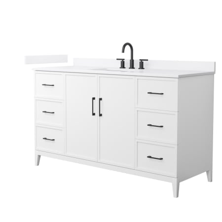 A large image of the Wyndham Collection WCH717160S-QTZ-US3MXX White / White Quartz Top / Matte Black Hardware