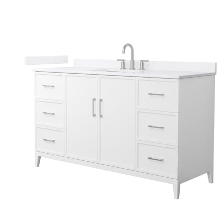 A large image of the Wyndham Collection WCH717160S-QTZ-US3MXX White / White Quartz Top / Brushed Nickel Hardware