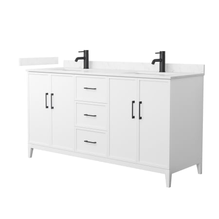 A large image of the Wyndham Collection WCH717166D-VCA-UNSMXX White / Carrara Cultured Marble Top / Matte Black Hardware