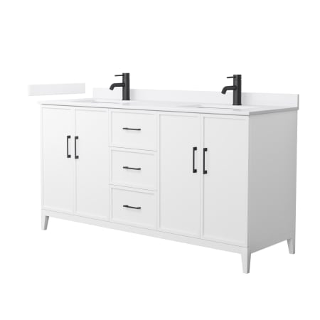 A large image of the Wyndham Collection WCH717166D-VCA-UNSMXX White / White Cultured Marble Top / Matte Black Hardware