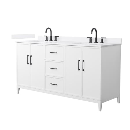 A large image of the Wyndham Collection WCH717166D-QTZ-US3MXX White / White Quartz Top / Matte Black Hardware