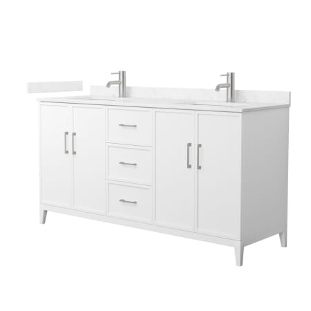 A large image of the Wyndham Collection WCH717166D-VCA-UNSMXX White / Carrara Cultured Marble Top / Brushed Nickel Hardware