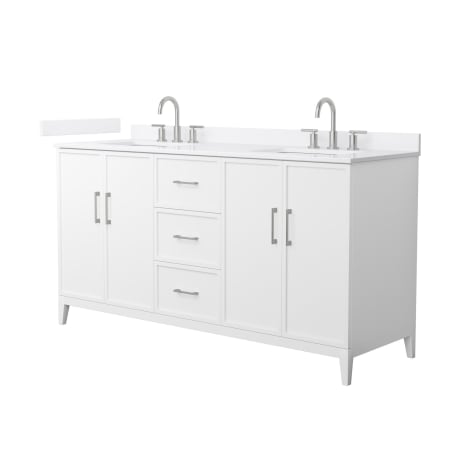 A large image of the Wyndham Collection WCH717166D-QTZ-US3MXX White / White Quartz Top / Brushed Nickel Hardware