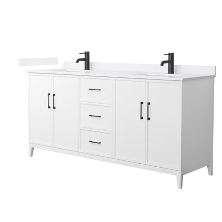 A large image of the Wyndham Collection WCH717172D-VCA-UNSMXX White / White Cultured Marble Top / Matte Black Hardware