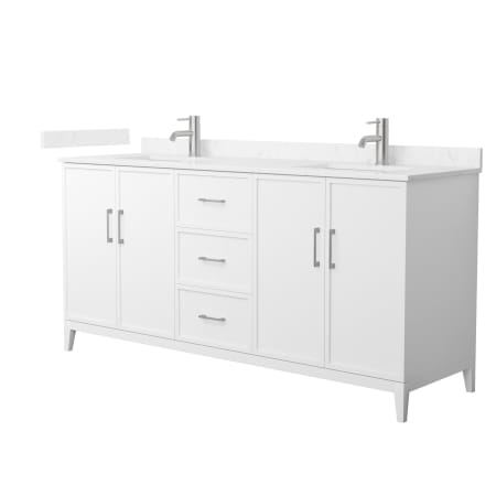 A large image of the Wyndham Collection WCH717172D-VCA-UNSMXX White / Carrara Cultured Marble Top / Brushed Nickel Hardware