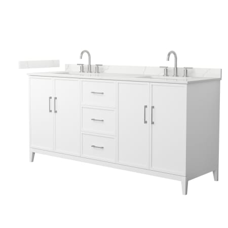 A large image of the Wyndham Collection WCH717172D-QTZ-US3MXX White / Giotto Quartz Top / Brushed Nickel Hardware