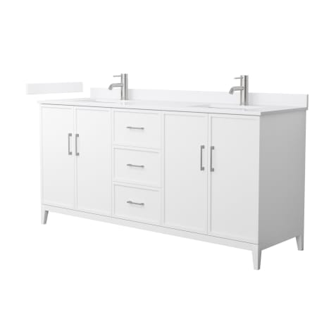 A large image of the Wyndham Collection WCH717172D-VCA-UNSMXX White / White Cultured Marble Top / Brushed Nickel Hardware