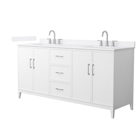 A large image of the Wyndham Collection WCH717172D-QTZ-US3MXX White / White Quartz Top / Brushed Nickel Hardware