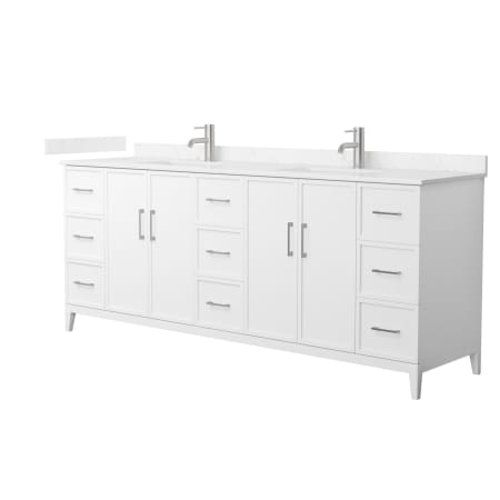 A large image of the Wyndham Collection WCH717184D-VCA-UNSMXX White / Carrara Cultured Marble Top / Brushed Nickel Hardware