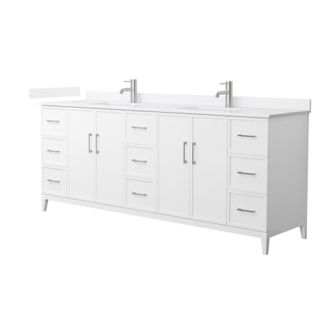 A large image of the Wyndham Collection WCH717184D-VCA-UNSMXX White / White Cultured Marble Top / Brushed Nickel Hardware