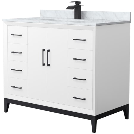 A large image of the Wyndham Collection WCH818142S-CMUNS-MXX White / Matte Black Hardware
