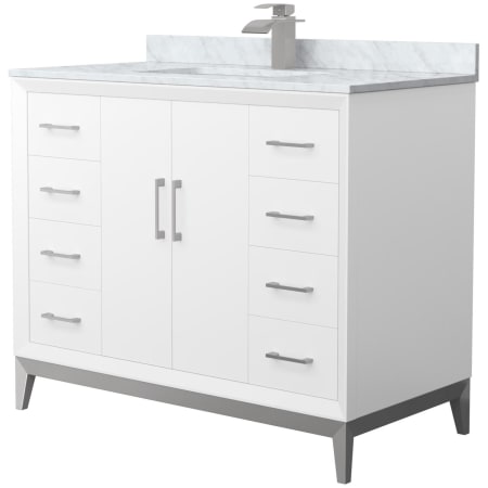 A large image of the Wyndham Collection WCH818142S-CMUNS-MXX White / Brushed Nickel Hardware