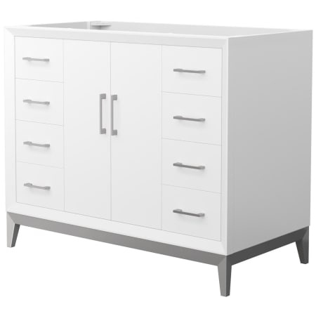 A large image of the Wyndham Collection WCH818142S-CXSXX-MXX White / Brushed Nickel Hardware