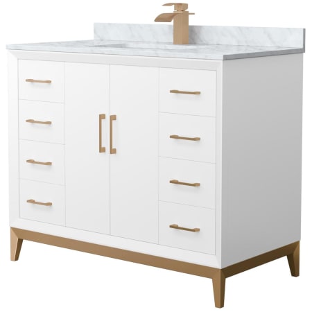 A large image of the Wyndham Collection WCH818142S-CMUNS-MXX White / Satin Bronze Hardware
