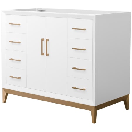 A large image of the Wyndham Collection WCH818142S-CXSXX-MXX White / Satin Bronze Hardware
