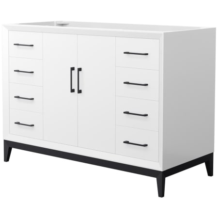 A large image of the Wyndham Collection WCH818148S-CXSXX-MXX White / Matte Black Hardware