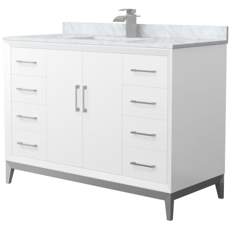 A large image of the Wyndham Collection WCH818148S-CMUNS-MXX White / Brushed Nickel Hardware