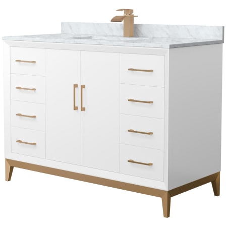 A large image of the Wyndham Collection WCH818148S-CMUNS-MXX White / Satin Bronze Hardware