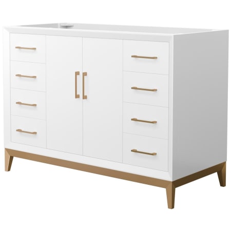 A large image of the Wyndham Collection WCH818148S-CXSXX-MXX White / Satin Bronze Hardware