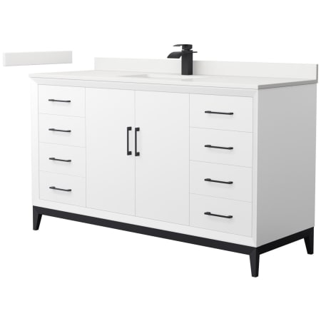 A large image of the Wyndham Collection WCH818160S-QTZ-UNSMXX White / White Quartz Top / Matte Black Hardware