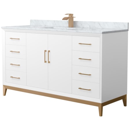 A large image of the Wyndham Collection WCH818160S-CMUNS-MXX White / Satin Bronze Hardware