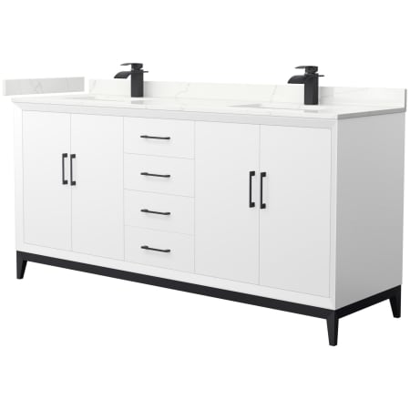 A large image of the Wyndham Collection WCH818172D-QTZ-UNSMXX White / Giotto Quartz Top / Matte Black Hardware